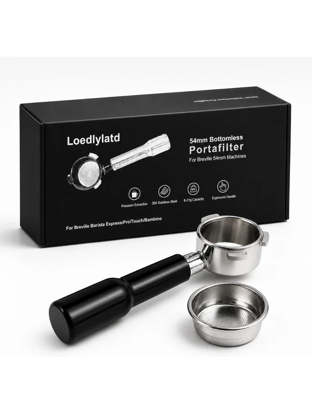 54mm Bottomless Portafilter Kit with WDT Tool for Breville Espresso Machines